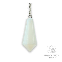 Opalite Crystal Bullet Pendulum Vertical View for Luminous Guidance