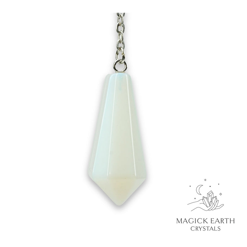 Opalite Crystal Bullet Pendulum Vertical View for Luminous Guidance