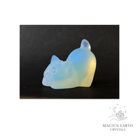 Opalite crystal crouching cat figurine view a