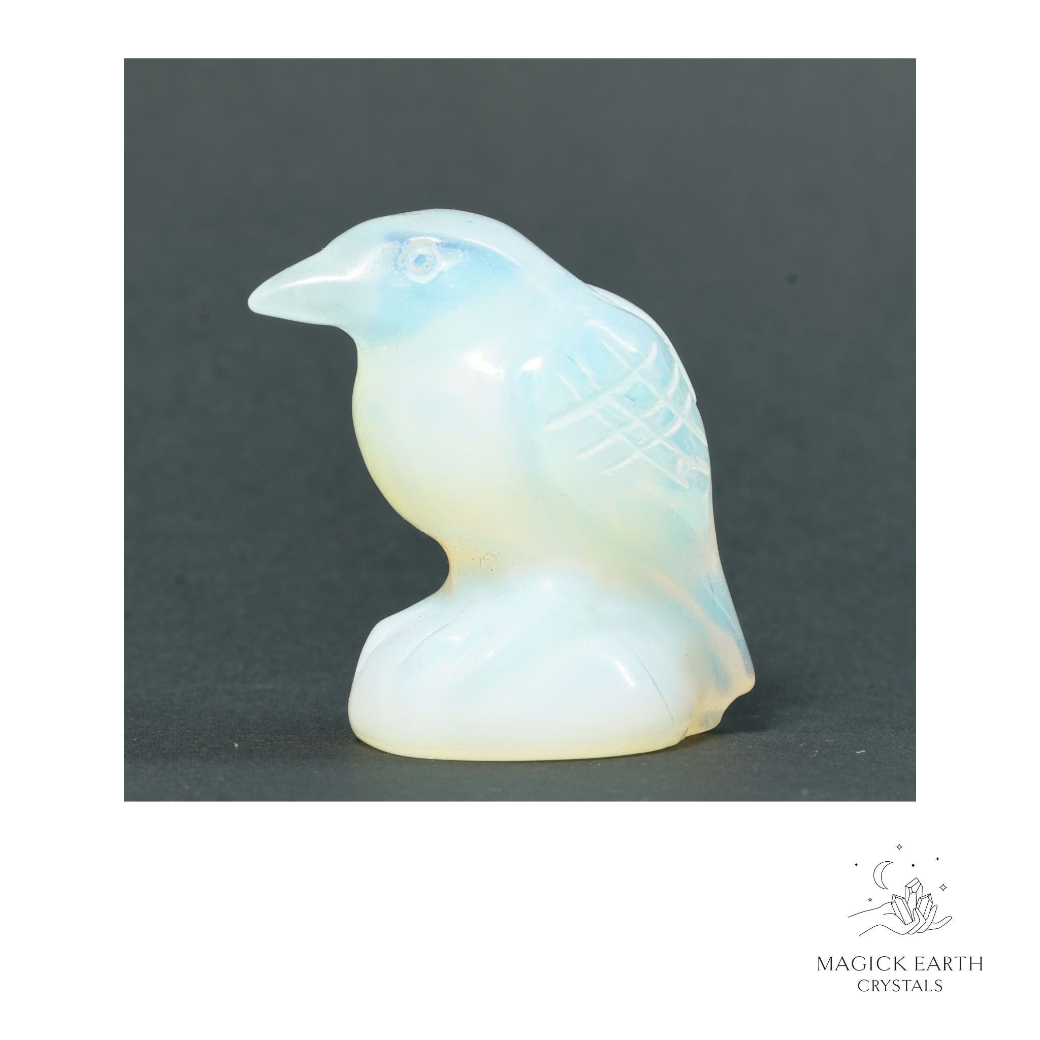 Opalite crow figurine view b