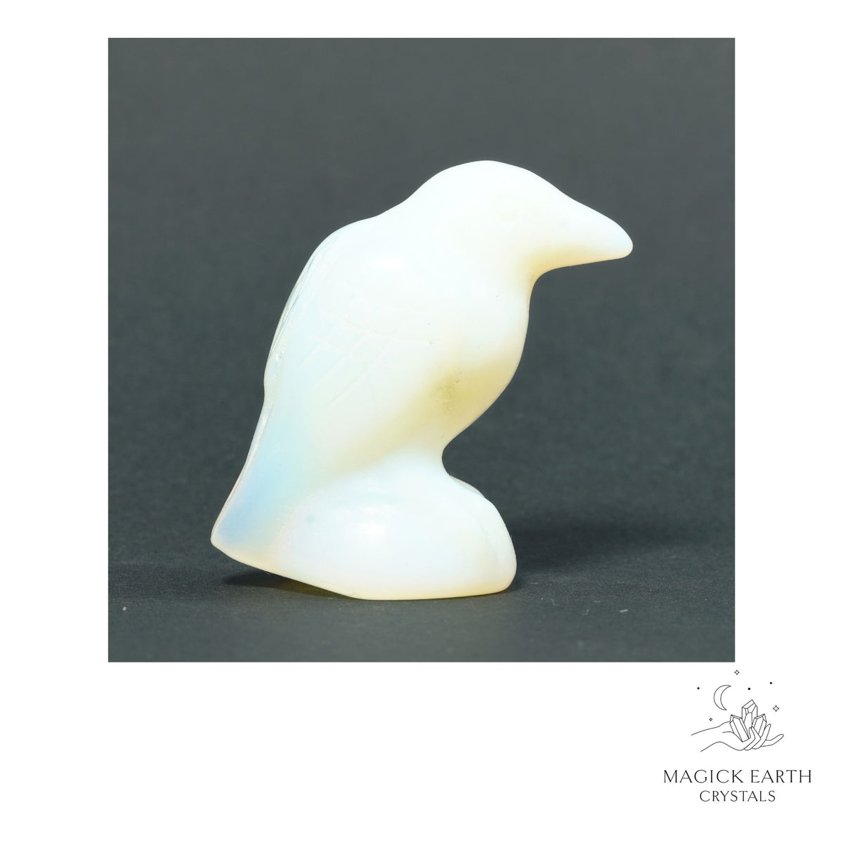 Opalite crow figurine view c