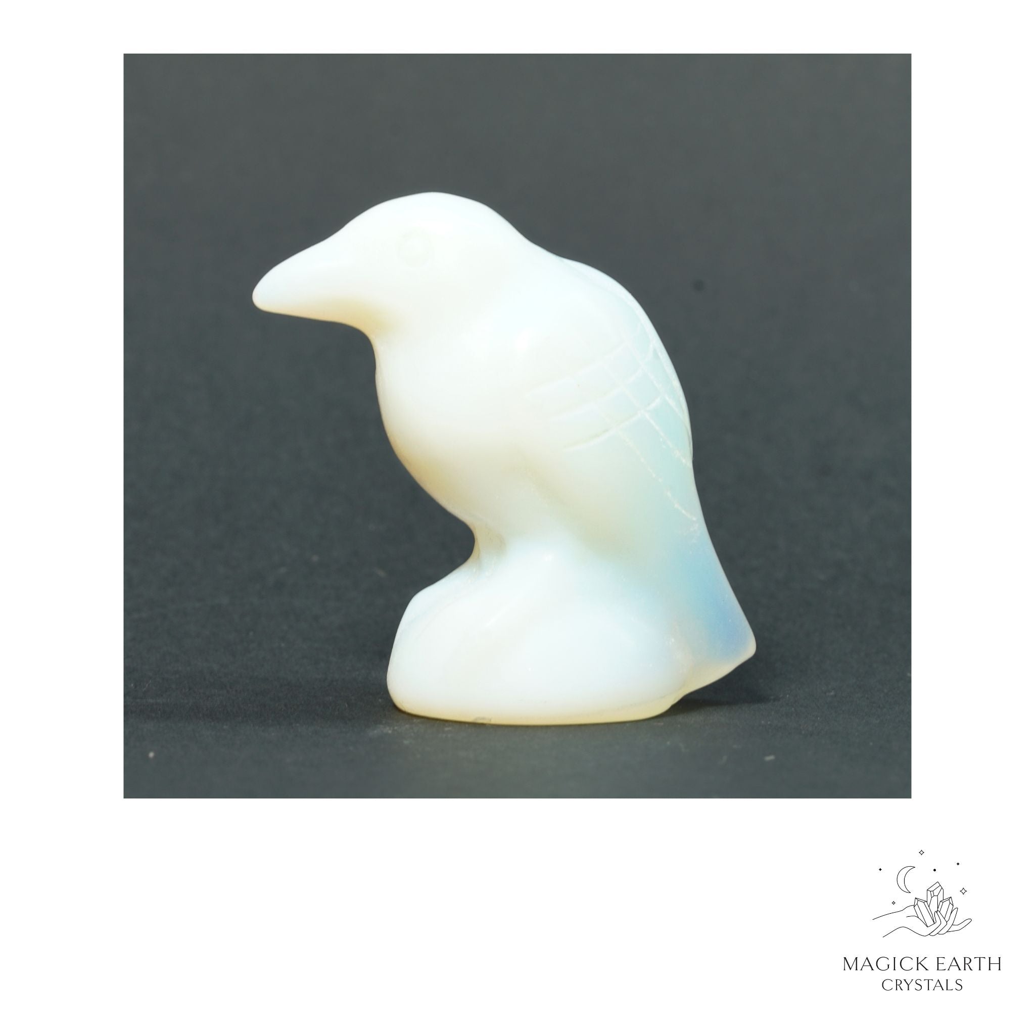 Opalite crow figurine view d