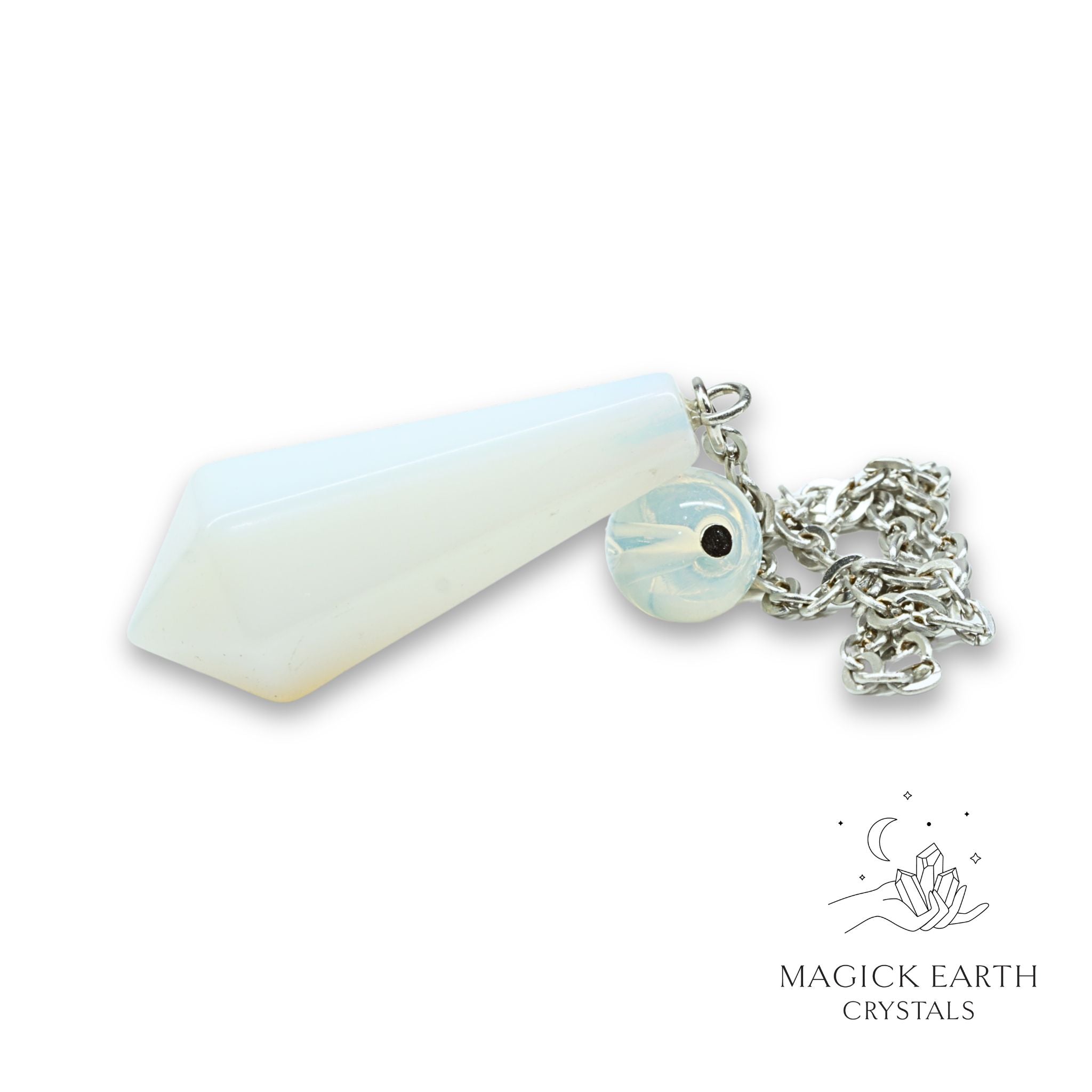 Natural Opalite crystal bullet pendulum view a