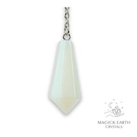 Natural Opalite crystal bullet pendulum view b
