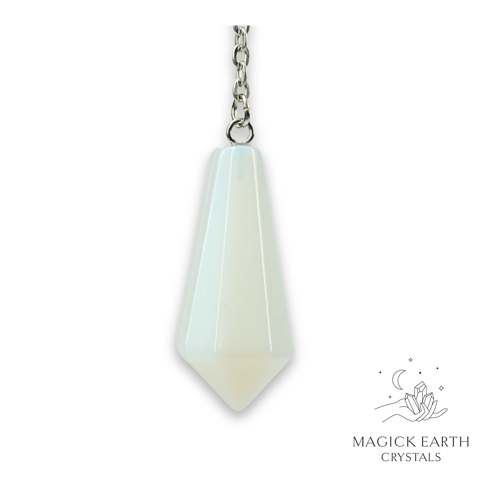 Natural Opalite crystal bullet pendulum view b