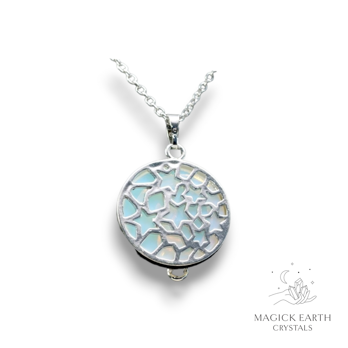 Natural Opalite crystal cat pendant view b