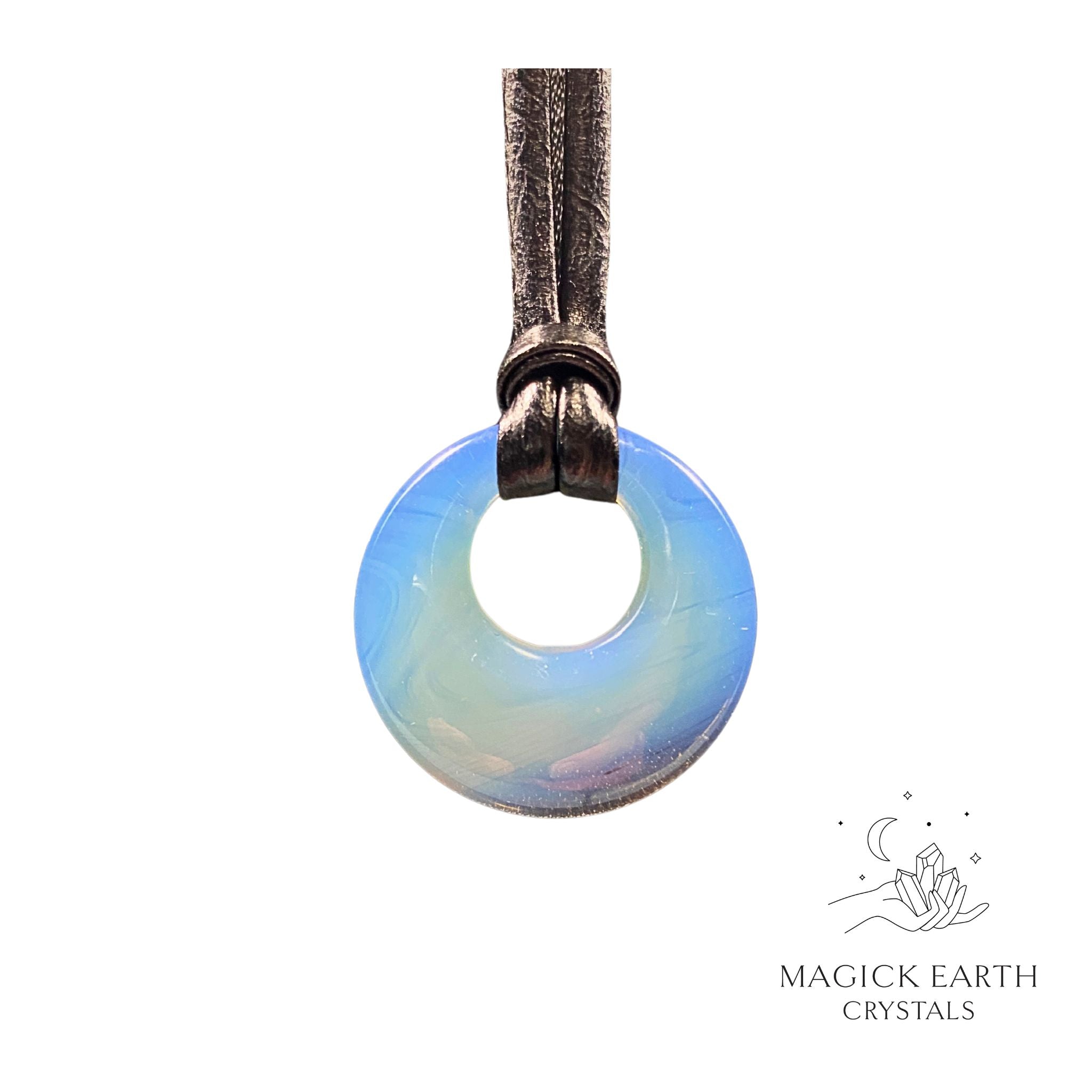 Natural Opalite crystal offset donut pendant