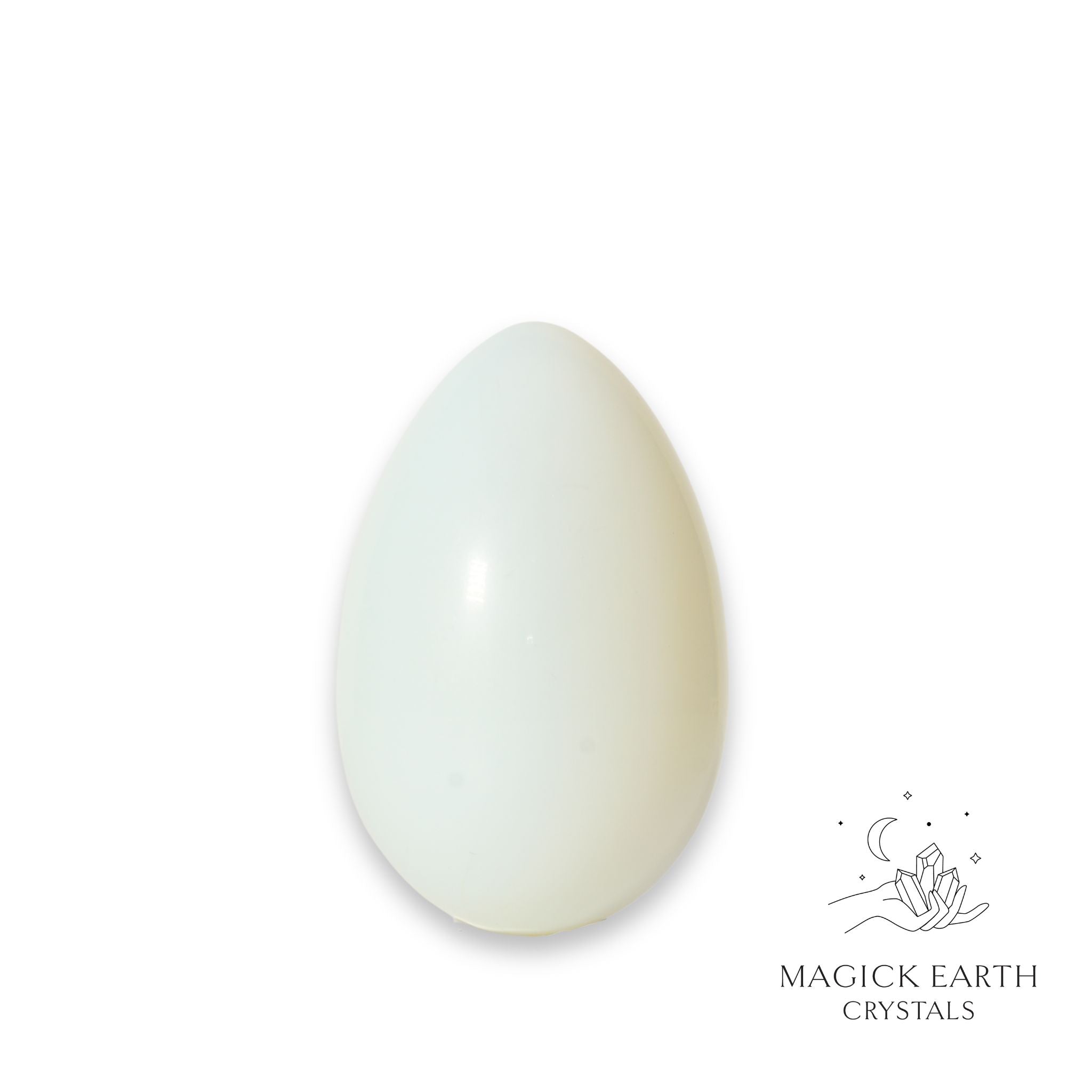 Natural Opalite crystal egg with stand view c