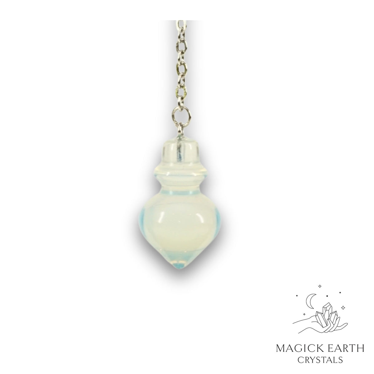 Natural Opalite crystal flask pendulum view b
