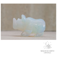 Natural Opalite crystal rhinoceros figurine view b