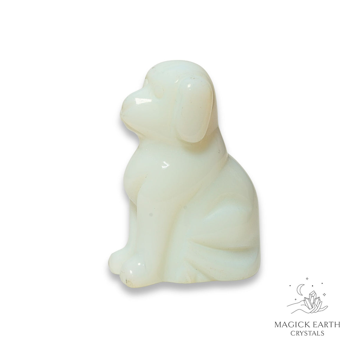 Opalite crystal dog figurine view b