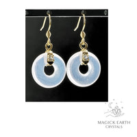 Natural Opalite crystal donut earrings view a