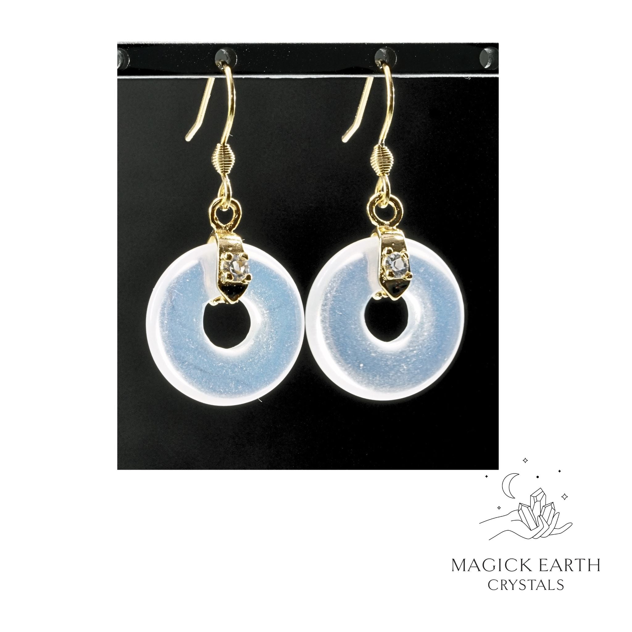 Natural Opalite crystal donut earrings view a