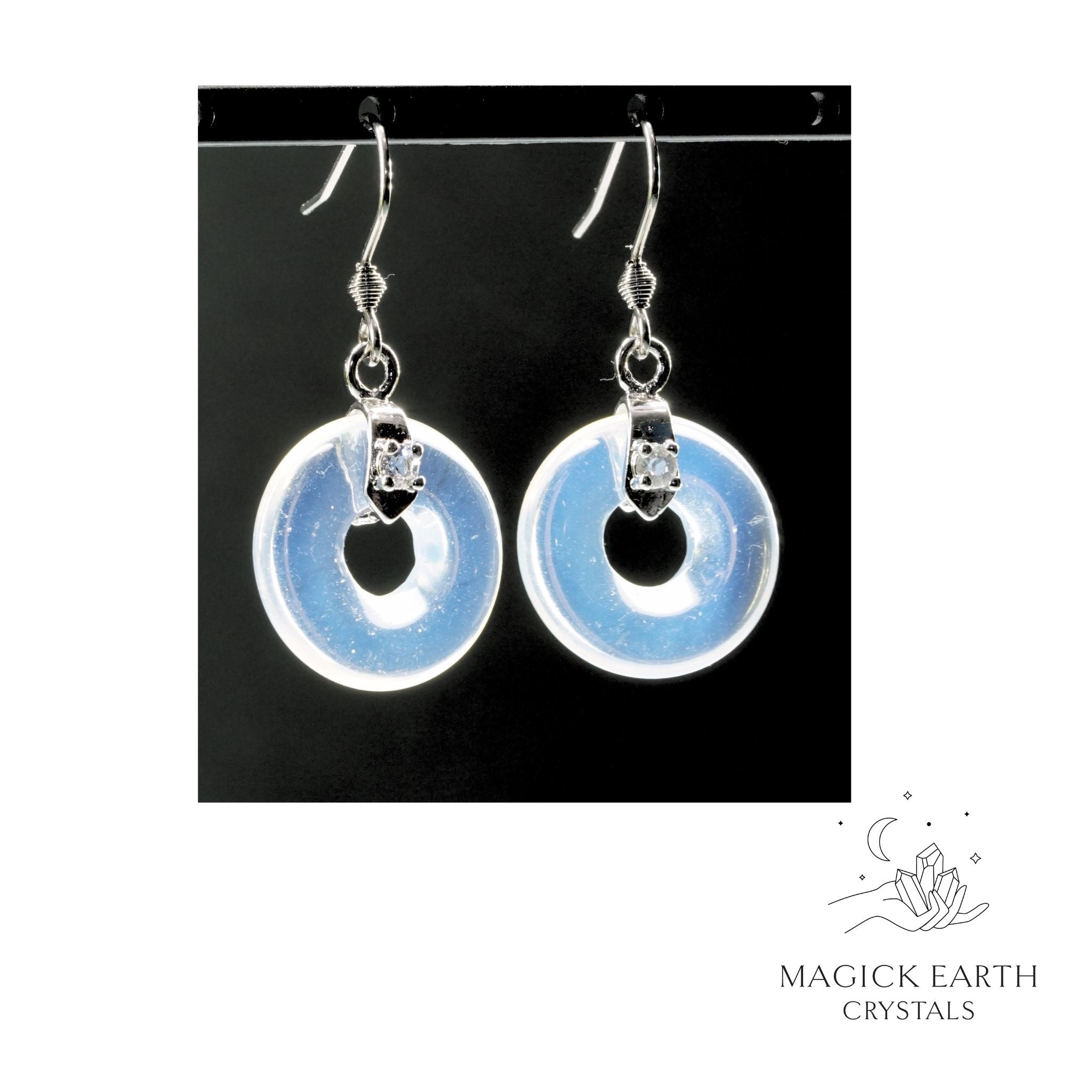 Natural Opalite crystal donut earrings view b