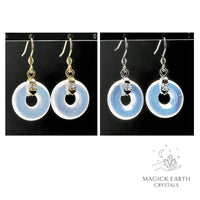 Natural Opalite crystal donut earrings view c