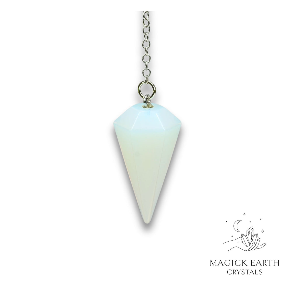 Natural Opalite crystal large cone pendulum view b