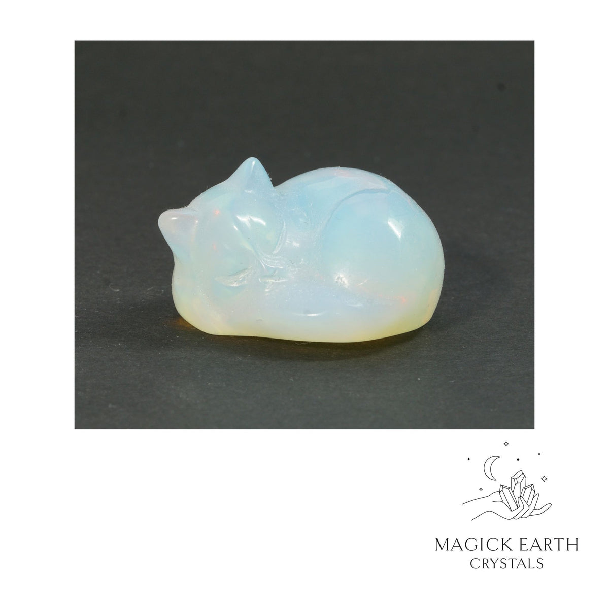Opalite sleeping cat figurine view a