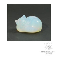 Opalite sleeping cat figurine view a