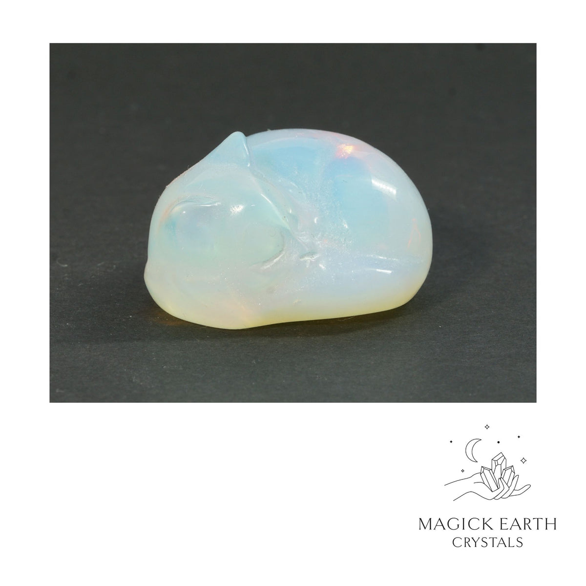 Opalite sleeping cat figurine view b
