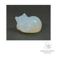 Opalite sleeping cat figurine view c