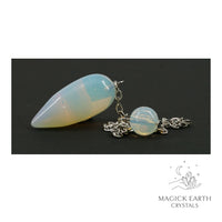 Natural Opalite teardrop crystal pendulum view a
