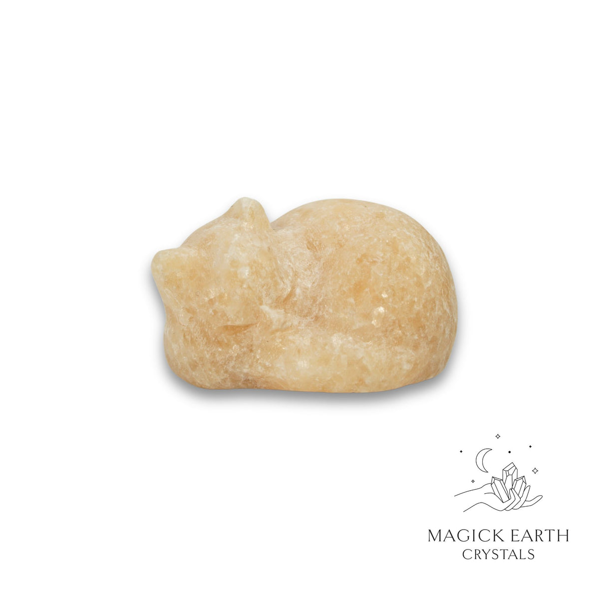 Natural Orange Calcite sleeping cat figurine view a