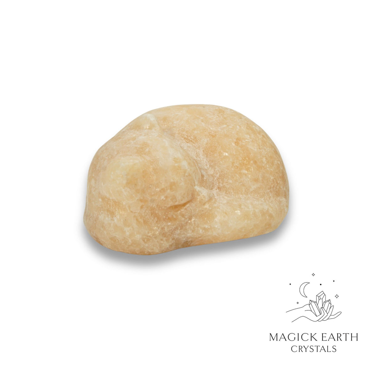 Natural Orange Calcite sleeping cat figurine view b