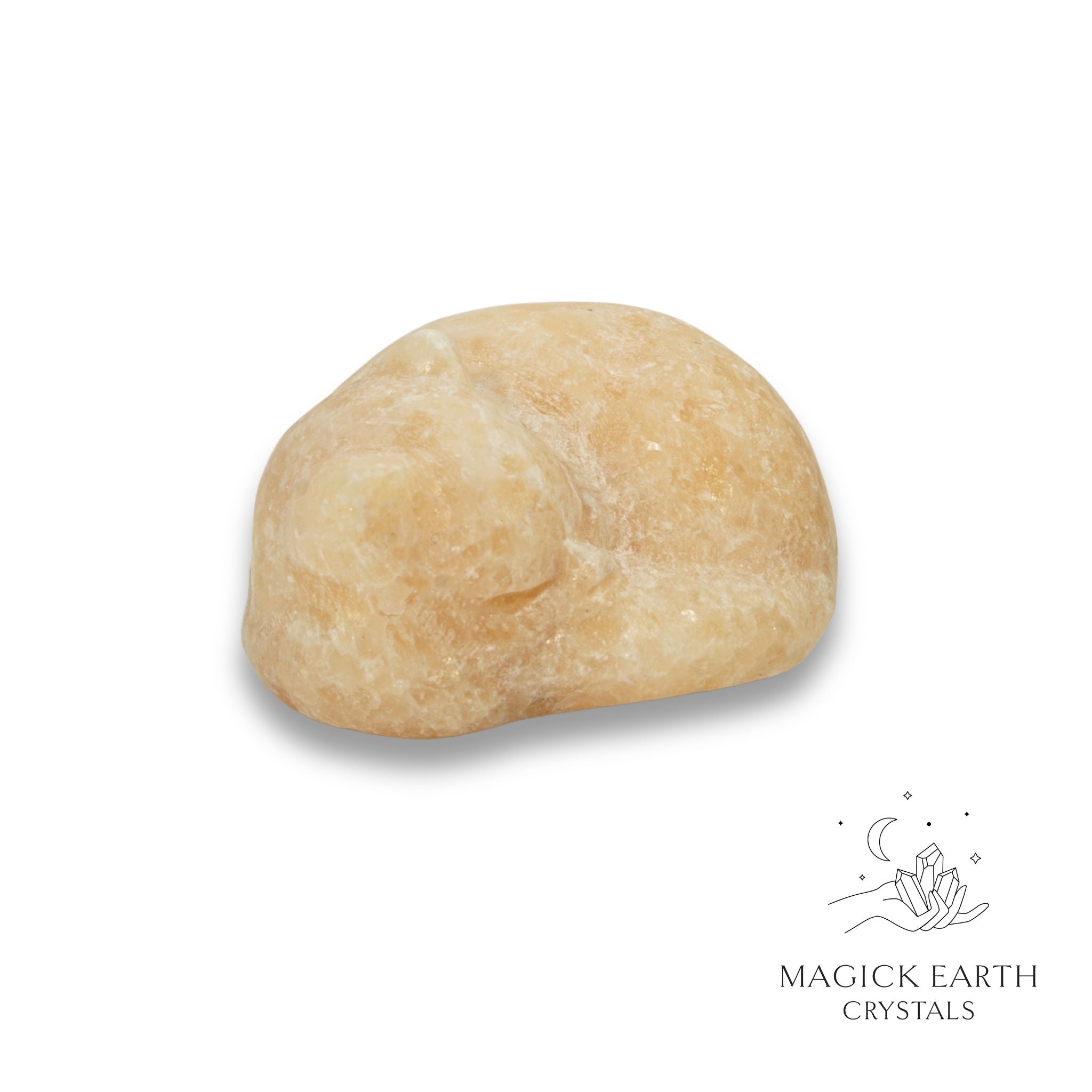 Natural Orange Calcite sleeping cat figurine view b