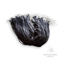 Black Organza Ribbon and Waxed Cotton Cord Necklace with Platinum Findings