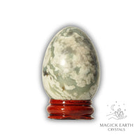 Peace Jade Crystal Egg On Stand Vertical View B for Balanced Compassion