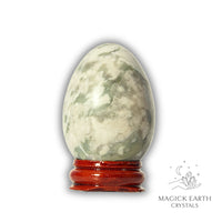 Peace Jade Crystal Egg On Stand Vertical View C for Balanced Compassion