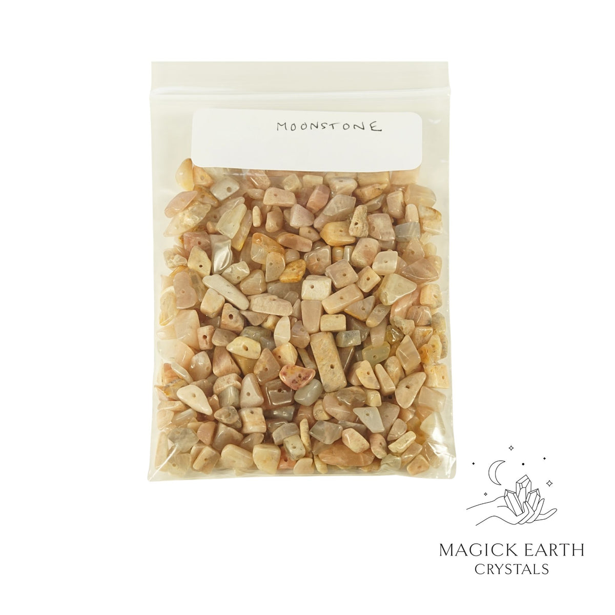 Natural Peach Moonstone drilled crystal chips

