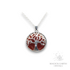 Carnelian Crystal Gemstone Tree of Life Pendant with Platinum Finish Front View
