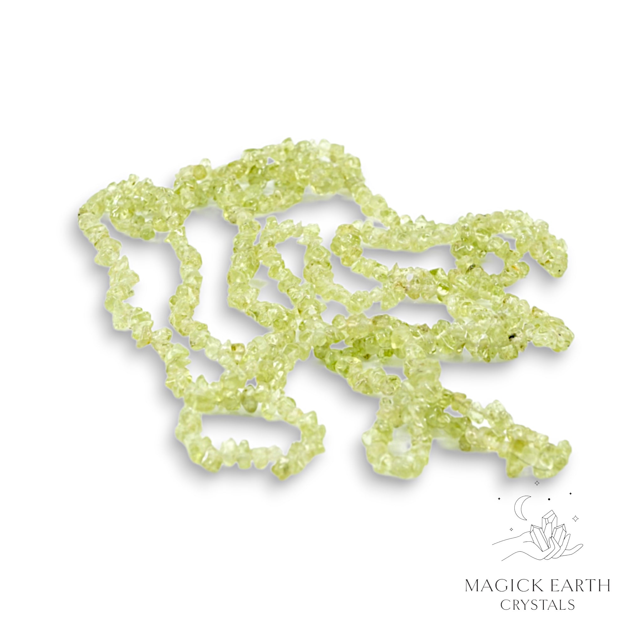 Natural Peridot drilled crystal chip strand