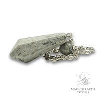 Natural Picasso Jasper crystal bullet pendulum view a