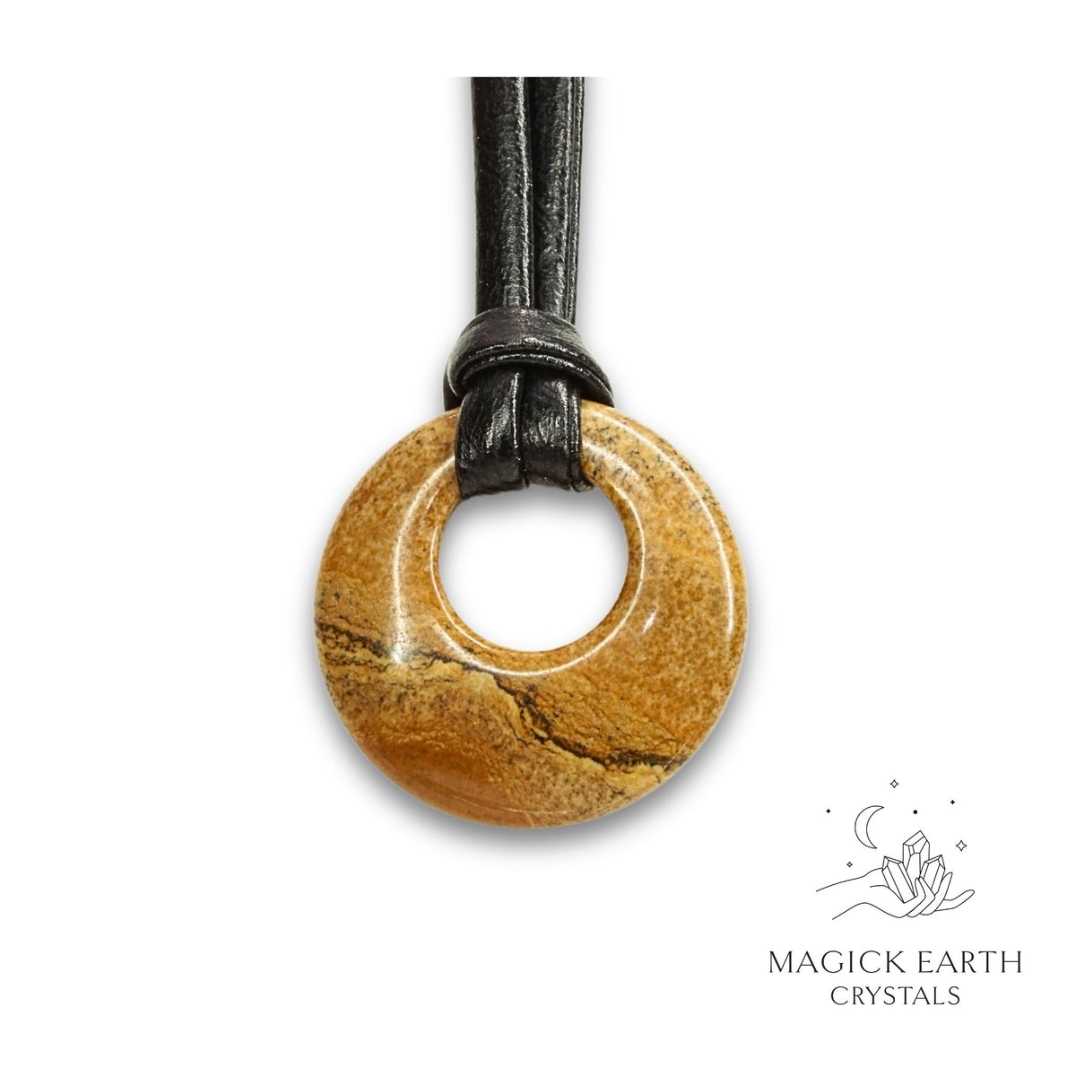 Natural Picture Jasper crystal offset donut pendant