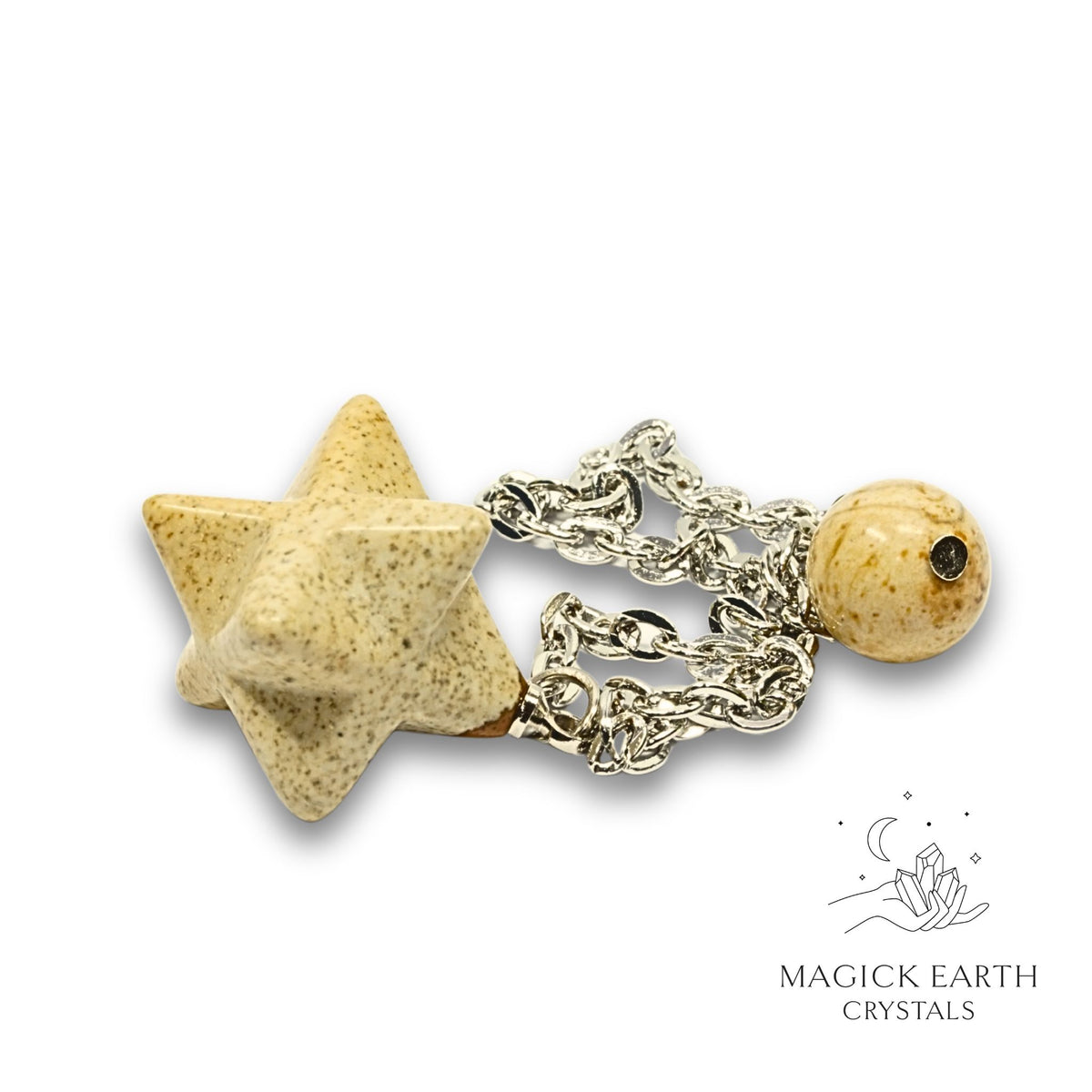 Natural Picture Jasper merkaba crystal pendulum view a