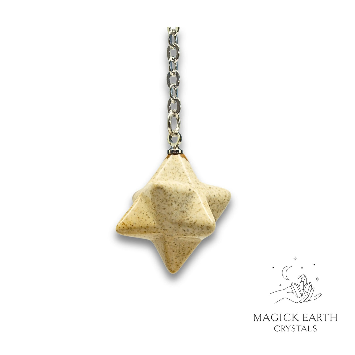 Natural Picture Jasper merkaba crystal pendulum view b
