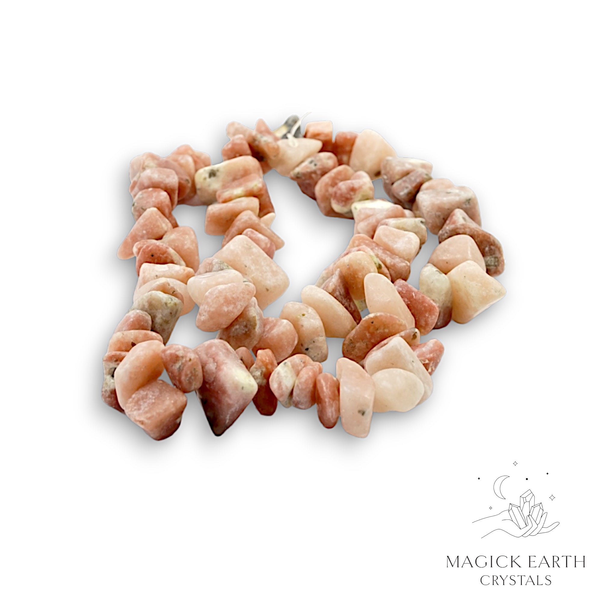 Natural Pink Lepidolite drilled crystal chip strand