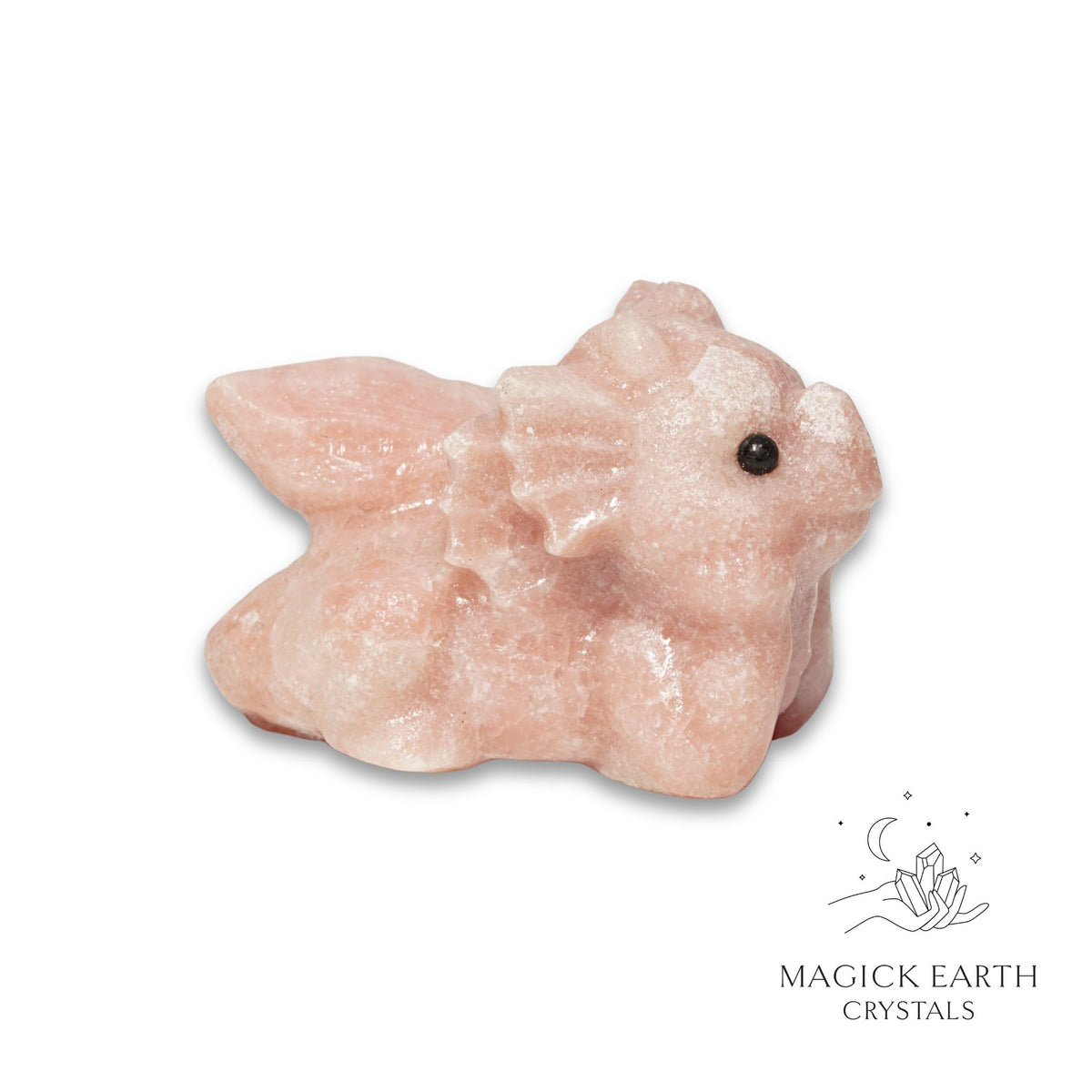 Natural Pink Opal crystal dragon figurine view a