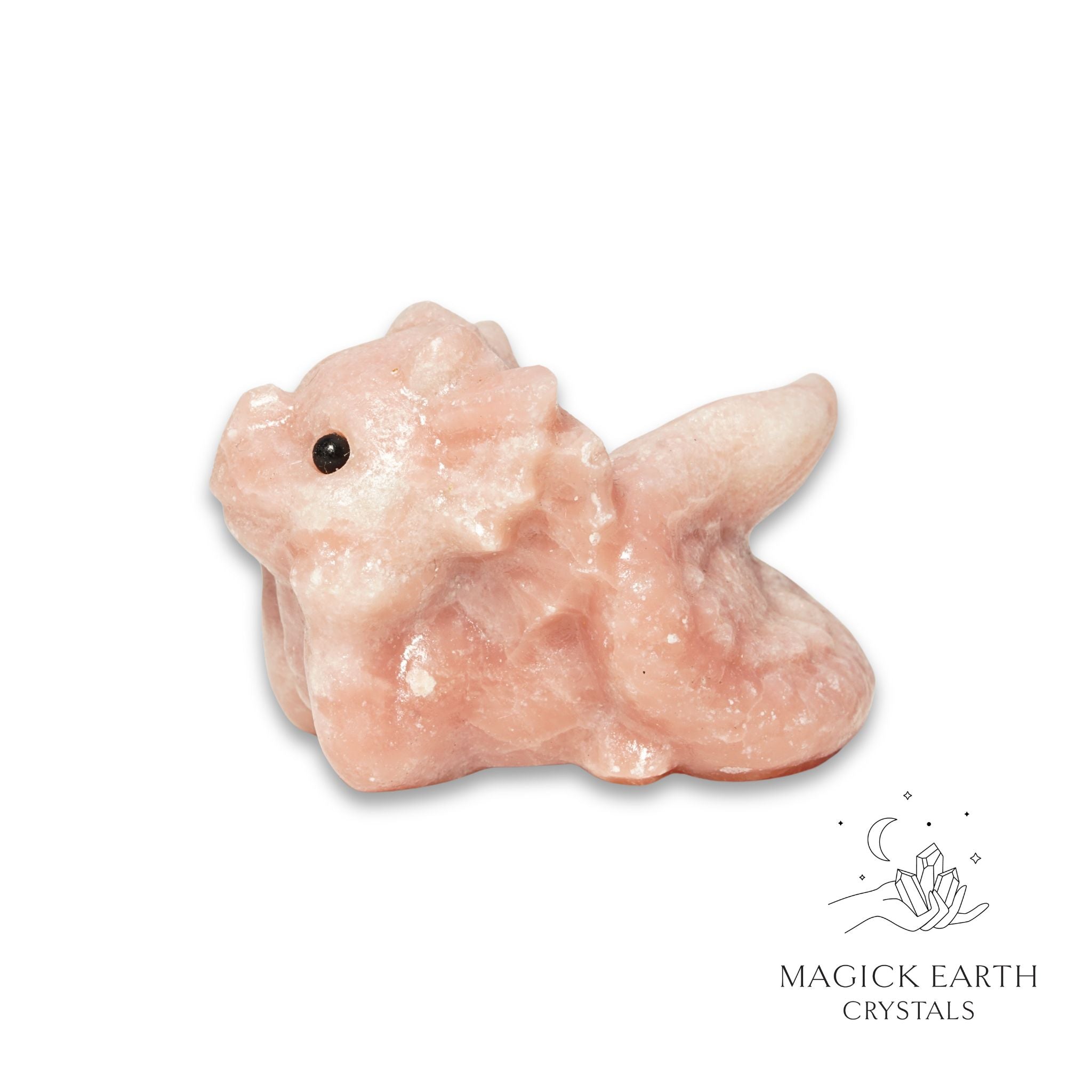 Natural Pink Opal crystal dragon figurine view b
