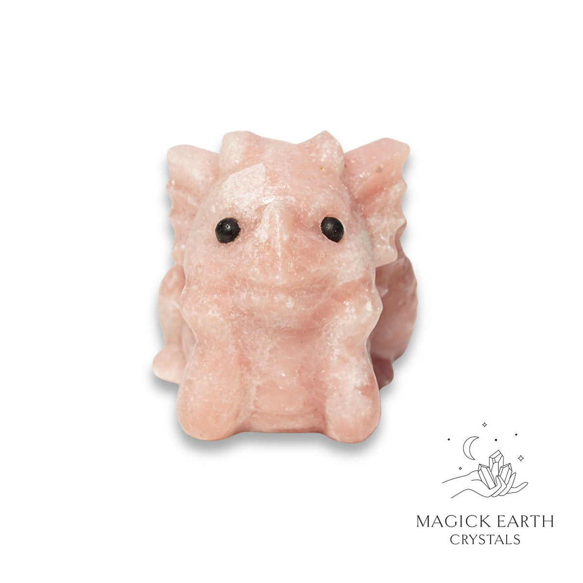 Natural Pink Opal crystal dragon figurine view c