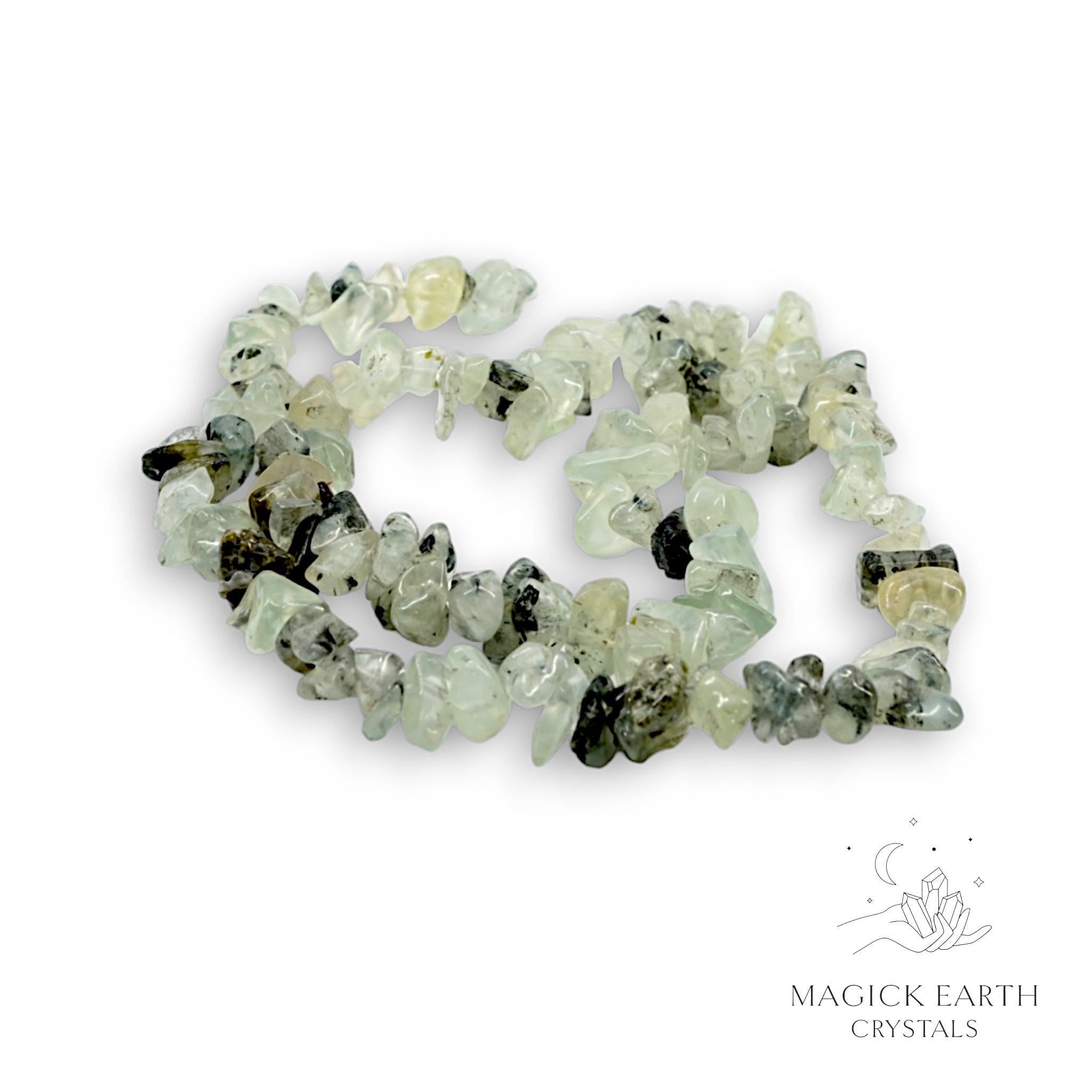Natural Prehnite drilled crystal chip strand, large chip size