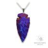 Electroplated Quartz Arrowhead pendant with Purple Colouring and Platinum Finish for Amplified Insight. Back View