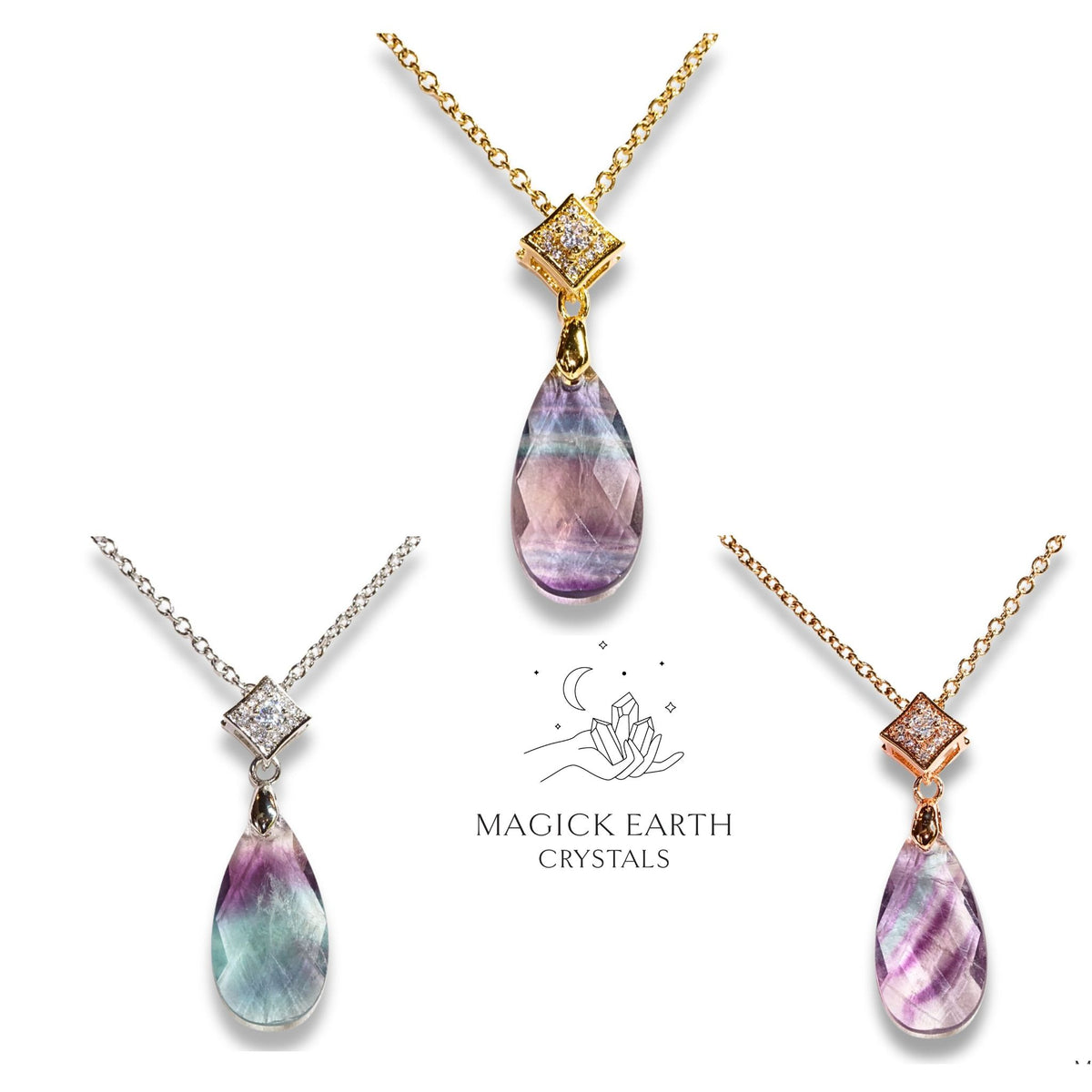 Purple Fluorite  Faceted Teardrop Pendant  For Laser Focus