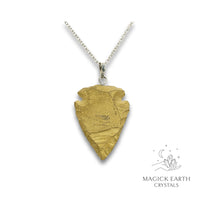 Natural Quartz crystal arrowhead pendant gold electroplated finish view b