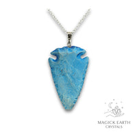 Natural Quartz crystal arrowhead pendant teal electroplated finish view b