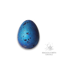Natural Quartz druzy crystal egg with blue finish view e