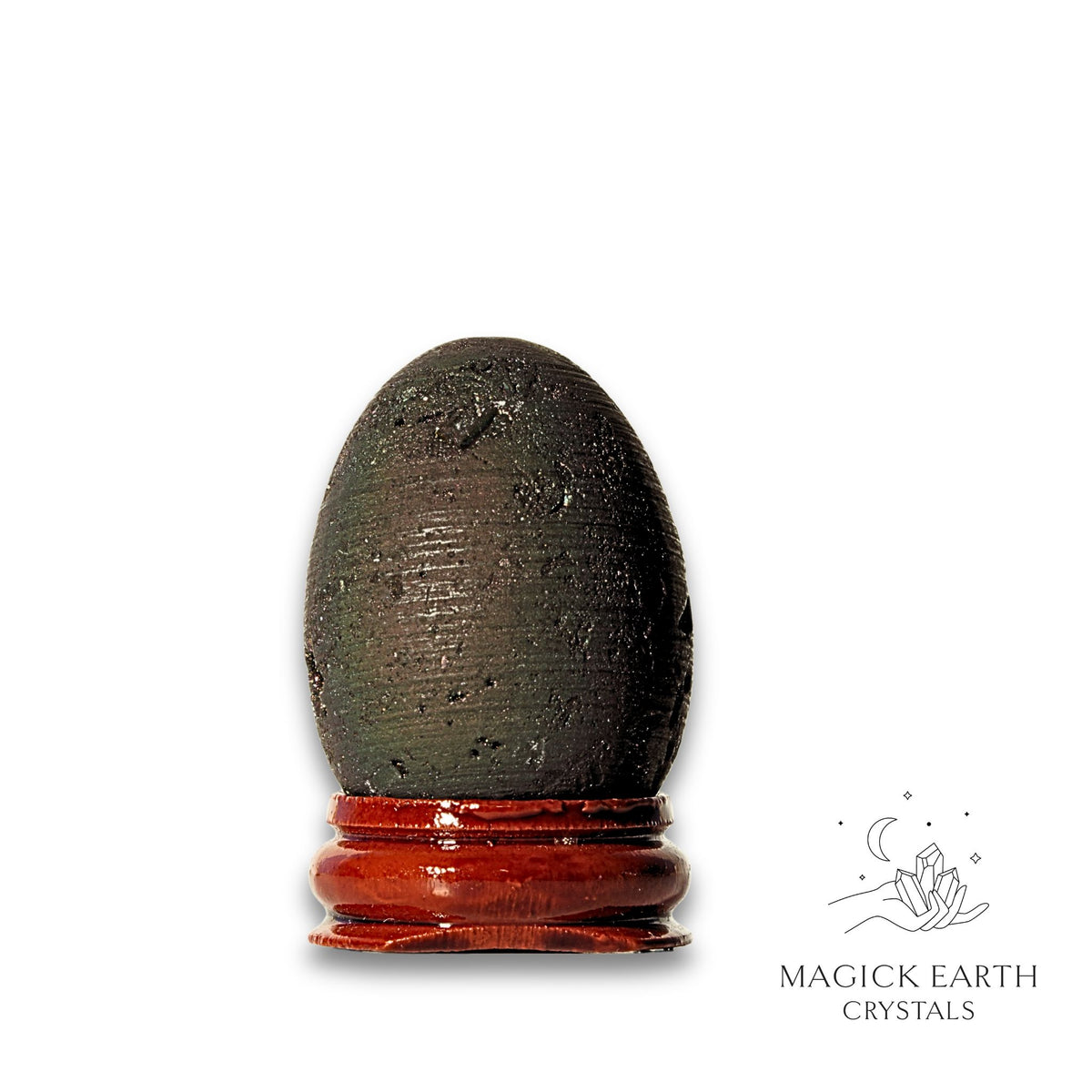 Natural Quartz druzy crystal egg with charcoal  finish view b