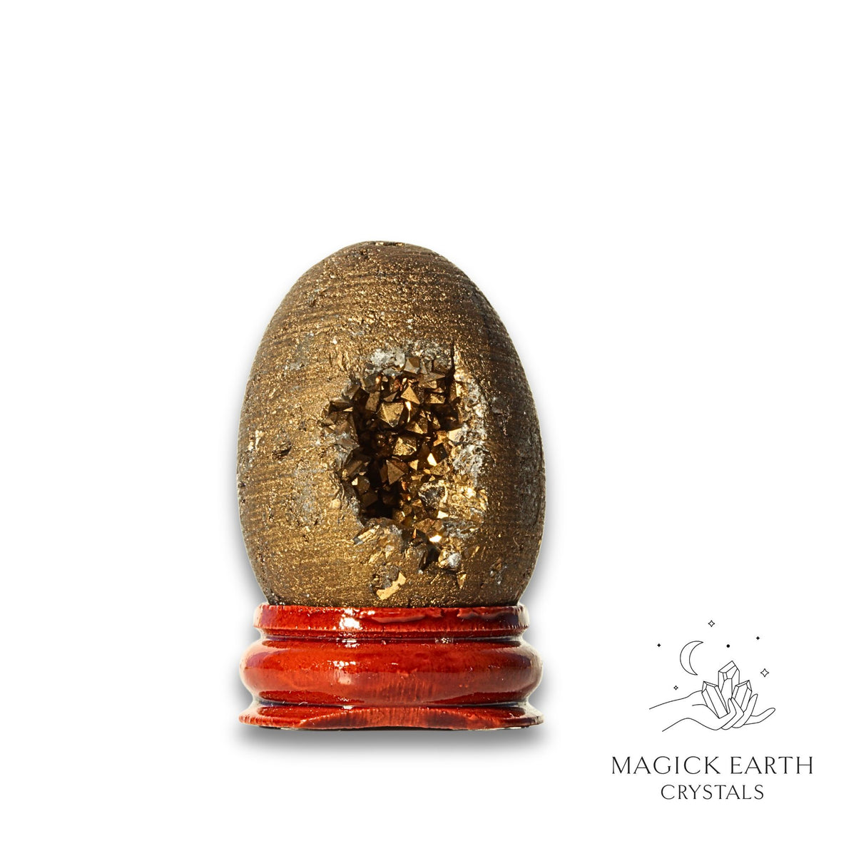 Natural Quartz druzy crystal egg with copper finish view a
